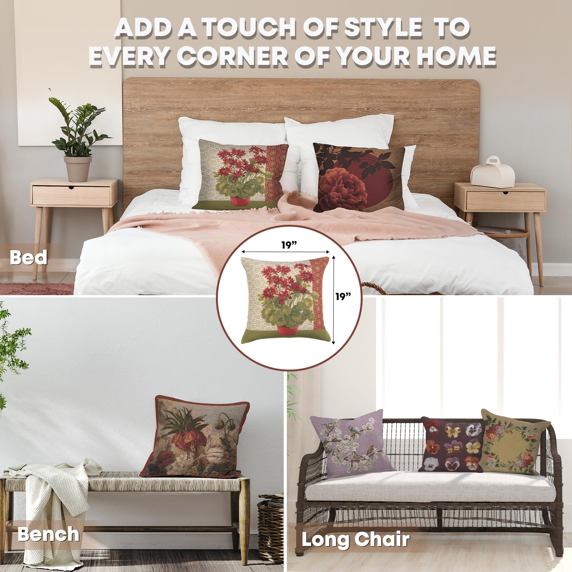 Amazon.co.jp: ジャカード織フランス1タペストリー、ゼラニウムレッド